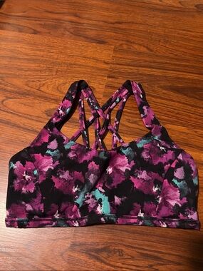 lululemon athletica Purple Teal Floral Strappy Sports Bra